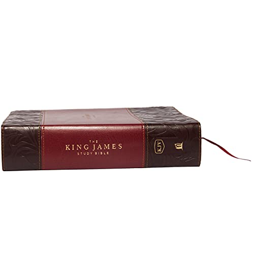 KJV, The King James Study Bible, Leathersoft, Burgundy, Thumb Indexed, Red Letter, Full-Color Edition: Holy Bible, King James Version