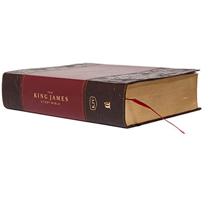 KJV, The King James Study Bible, Leathersoft, Burgundy, Thumb Indexed, Red Letter, Full-Color Edition: Holy Bible, King James Version