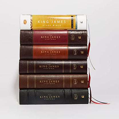 KJV, The King James Study Bible, Leathersoft, Burgundy, Thumb Indexed, Red Letter, Full-Color Edition: Holy Bible, King James Version