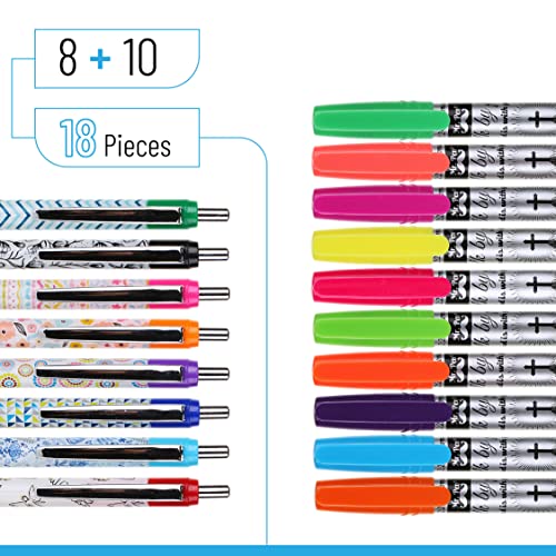 Mr. Pen Bible Journaling Kit, 18 Pack - 10 Gel Highlighters, 8 No Bleed Pens, Bible Pens and Highlighters, No Bleed, Gift